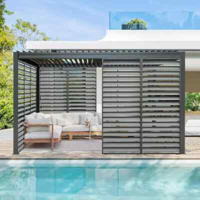 #ad Domi Louvered Pergola Accessories Pergola Screens Waterproof Wind BlockGrey $189.99