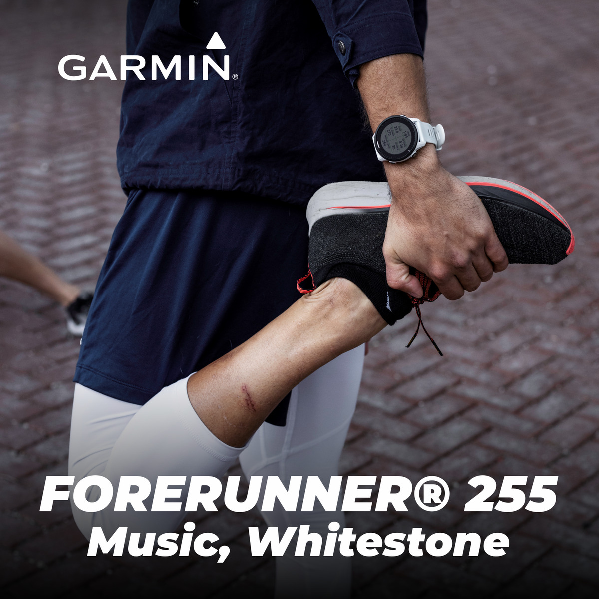 Garmin Forerunner 255 Music GPS Running Smartwatch Whitestone with White  EarBuds Bundle 