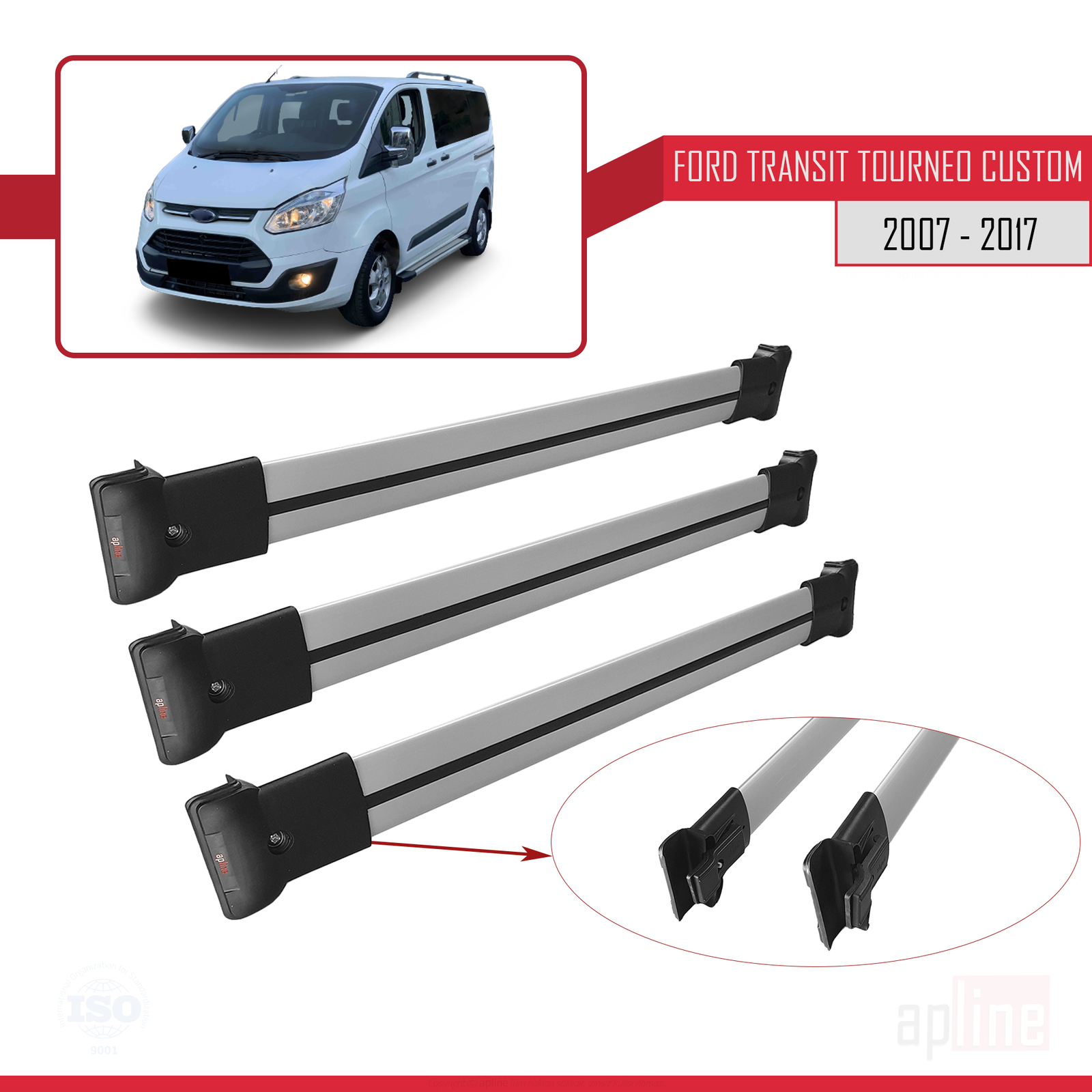 Barres de toit railing Ford Transit Custom 2007-2017 porte-bagages longitudinal - 4