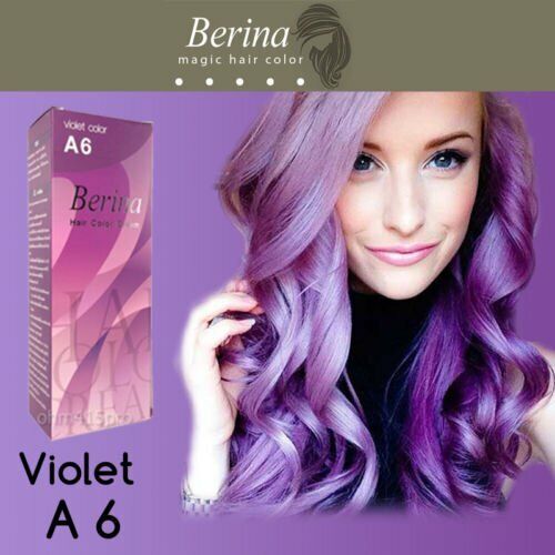 Berina Purple Violet Permanent Hair Dye Color Cream Professional Use Color #A6