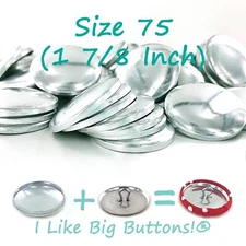25 Cover Buttons & Tool Kit: WIRE BACK Size 75 (1 7/8"/48mm) Sew Fabric Buttons