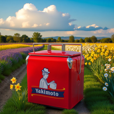 Yakimoto Eco-friendly Vintage Metal Cooler Box, 13L/14Qt, Portable for Outdoor