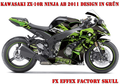 FX  FACTORY DEKOR GRAPHIC KIT KAWASAKI NINJA 250,350,650,ZX-6R,ZX-10R SKULL B