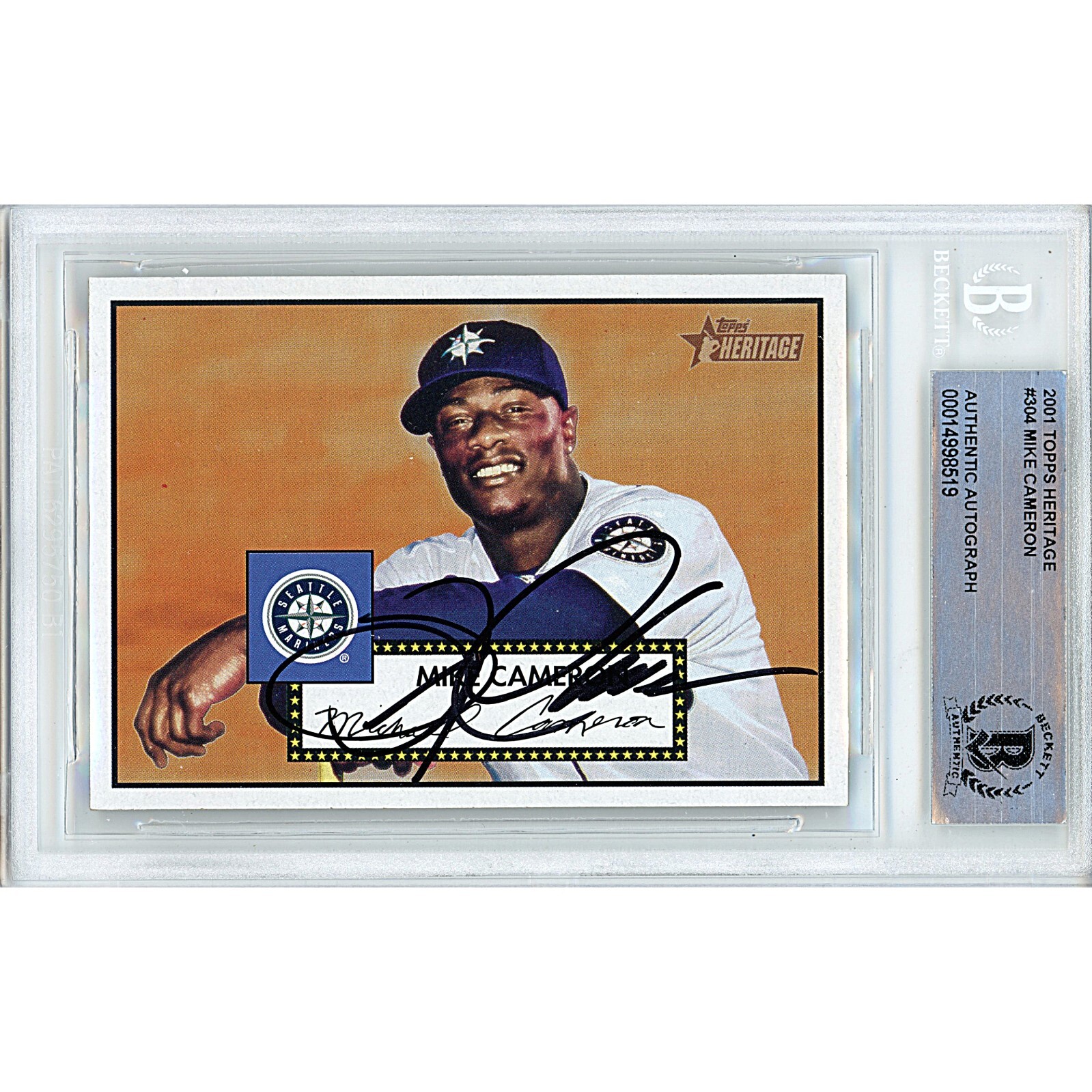Mike Cameron Seattle Mariners Auto 2001 Topps Heritage Baseball Autograph BAS