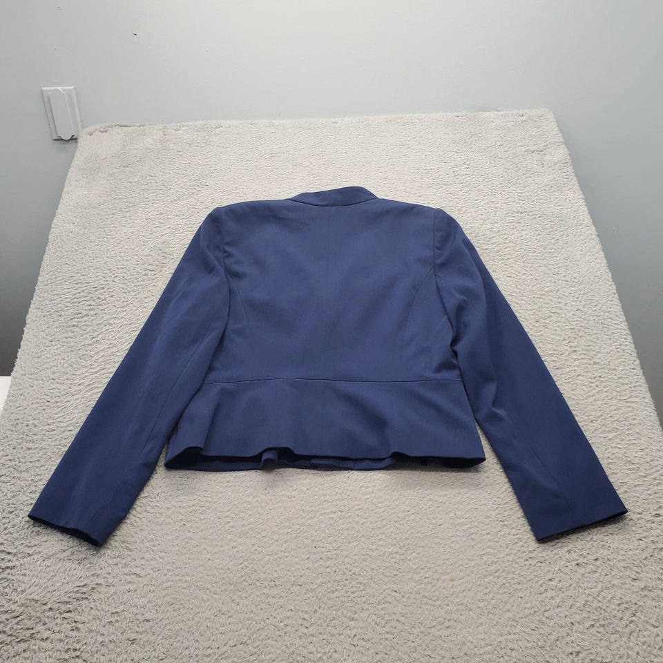 Blazer Rafaella Studio para mujer 14 azul marino forrado cuello cascada gancho y ojo delantero Foto 2 de 4