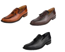 LIBERTYZENO Mens Full grain Leather Tassels Penny Loafers & Slip Ons Dress Shoes