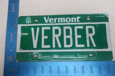 Vermont VT License Plate Tag Vanity Last Name VERBER #1