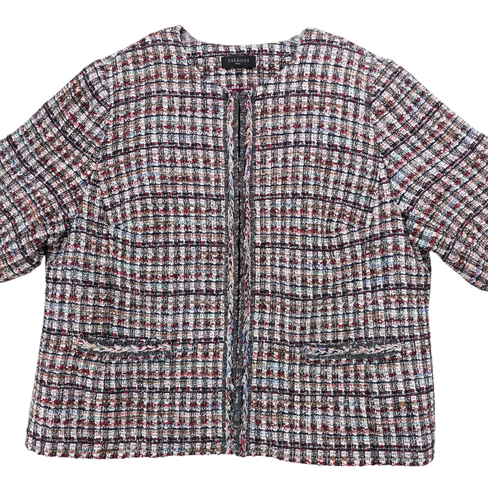 TALBOTS Adele Tweed Jacket Multi Colorful Metalli… - image 2