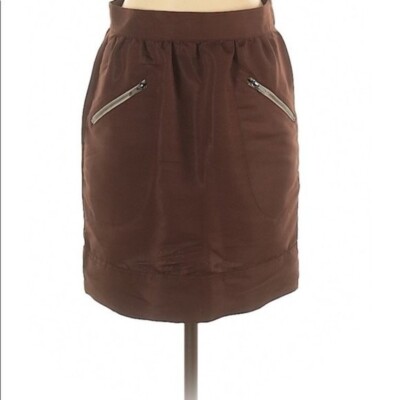 Walter Baker Skirt Brown Bengaline - Brown Size 8   zip details NEW  $178