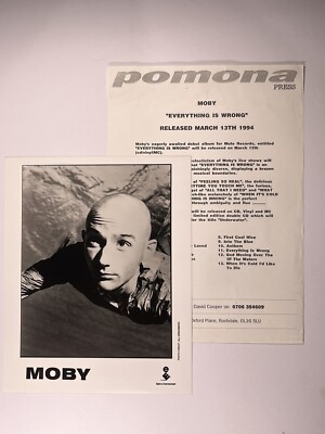 Moby Press Kit Pamona Press Original Everything Is Wrong Photo Promo March 1994