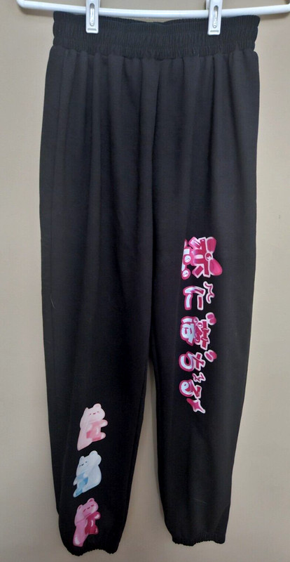 Romwe Womens Anime Jogger Pants Black Size S