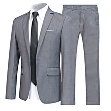 Mens 2-Piece Set Suit Business Blazer Jacket Pant One Button Coat Suits Slim Fit