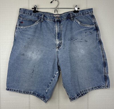 Perry Ellis America Baggy Distressed Grunge Patched Carpenter Denim Shorts 40
