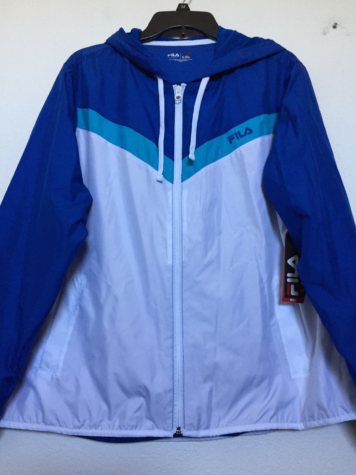 Giacca a vento FILA Sport LS con cappuccio e zip tasche WM taglia XL. Nuovo con etichetta