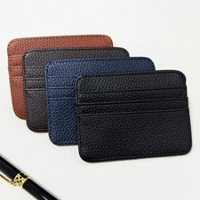 Mens Women Leather Minimalist Small Wallet Credit Card Slots Holder Coin Purse