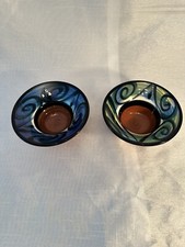 Beautiful Set Of Two Top Glazed Pottery Bowls Signed By The Artist