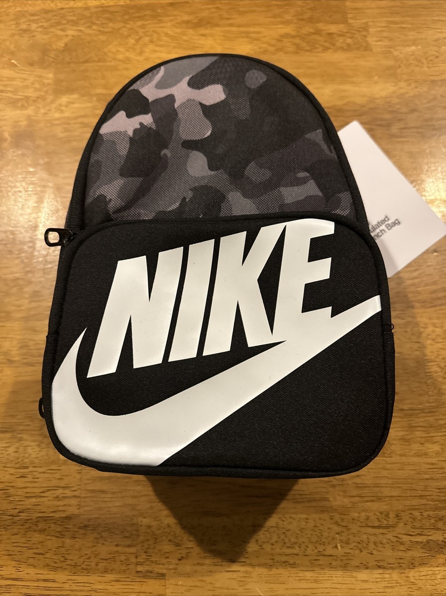 Nike Insulated Lunch Bag 6L 11x8x5 Nike Logo Grey Camo With ID