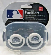 MLB Colorado Rockies Pacifier set of 2 Solid Color w/Case by baby fanatic 