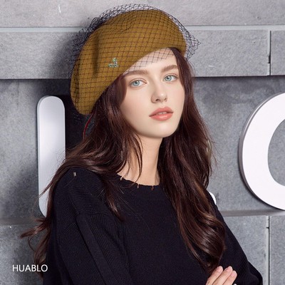 French Retro Beret Artist Painter Hat with Veil Wool Berets 