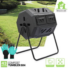 Cubo de compost doble de 43 galones [2 puertas correderas] cámara de compostador para exteriores
