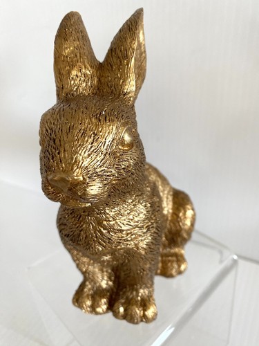 Bunny Rabbit Gold Metallic Figure Figurine Resin Small Decor Easter Statue - Picture 9 of 10