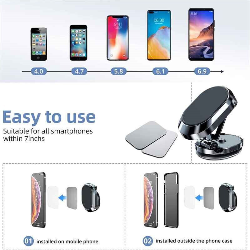360° Rotatable Magnetic Phone Holder for Car, Foldable 360° Rotatable Magnetic Phone Holder for Car, Foldable
