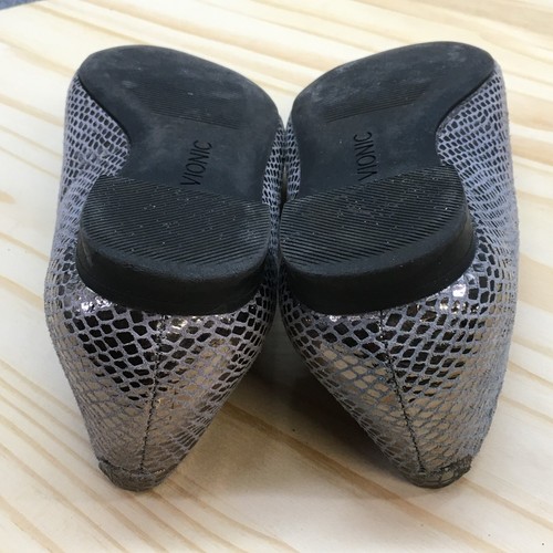 Vionic Shoes Womens 6 Caballo Slip On Flats Gray Leather Snakeskin Pointed Toe - Picture 10 of 15