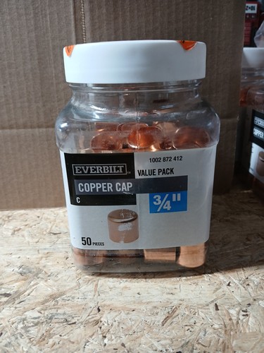 (50-Pk) Everbilt Tube Cap Fitting Pro Pack Copper 3/4" x 3/4" 1002 872 412