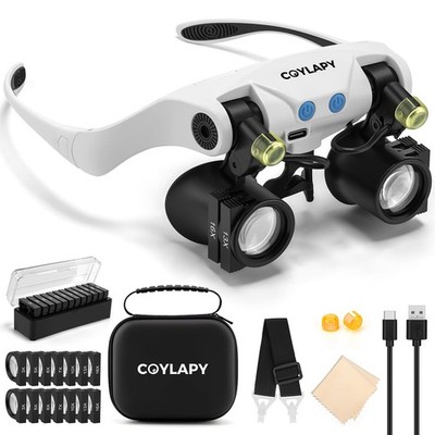 Professional Magnifying Glasses with Light & 5 Lens Pairs for Close Work