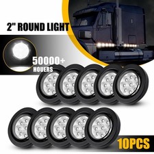 White 2 Inch Round 9 LED Side Marker Clearance Lights with Grommet Truck RV 10X