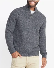 Marine Layer Fillmore Fishermans Sweater Men's Sz M Gray Soot Merino Wool Alpaca