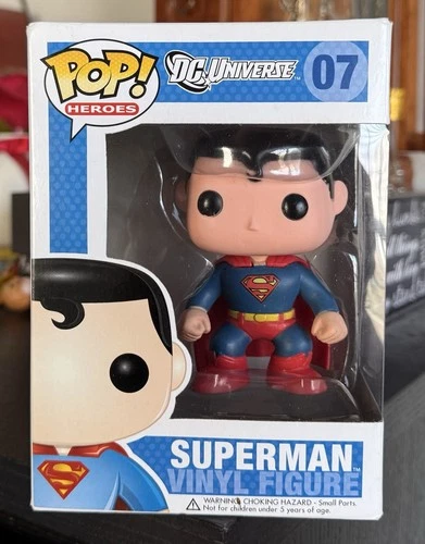 VAULTED Funko Pop! Heroes: SUPERMAN #07 (Large Font) DC Universe w/Protector