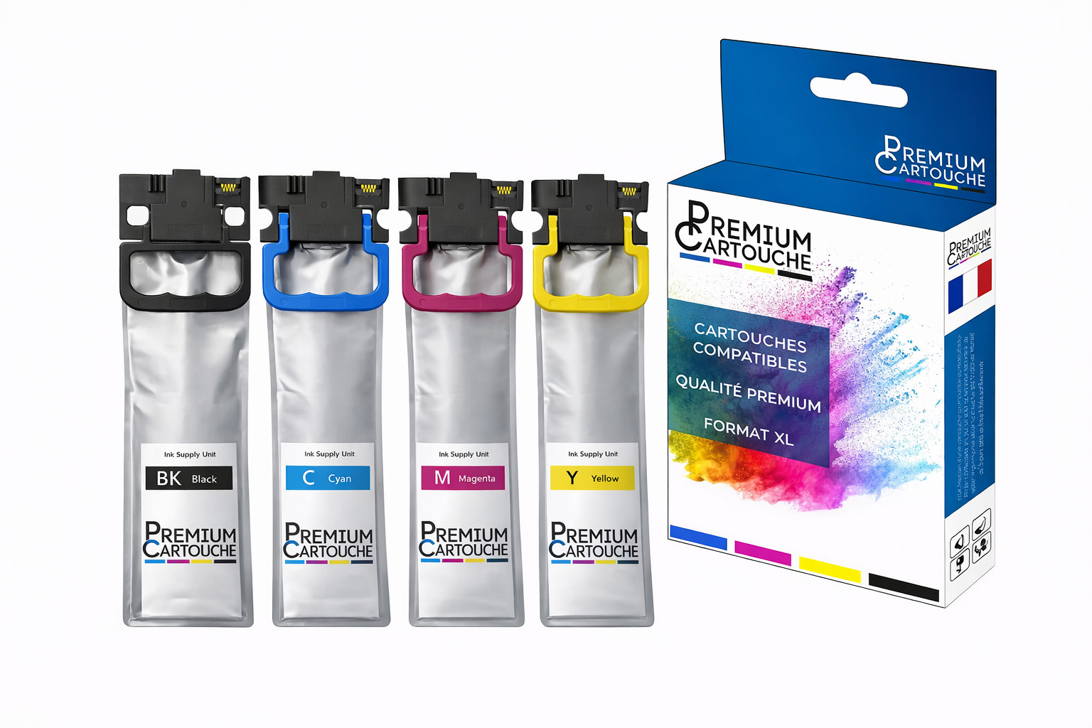 Pack de 4 cartouches T13L noir et couleurs premium pour imprimantes jet d'encre