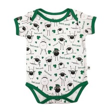 White and Green Ireland Sheep Baby Vest