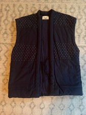Japanese Vintage Handmade Hanten Blue and Padded Kimono Yukata Vest