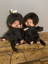 Vintage 1974 Sekiguchi Monchichi Monkey Plush Doll 8" Size Lot of 2