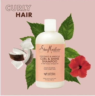 Shea Moisture Coconut & Hibiscus Curl & Shine Shampoo 384ml dickes lockiges Haar
