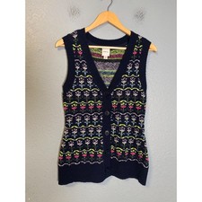Anthropologie Maeve Printed Sweater Vest Blue Floral Size Smal