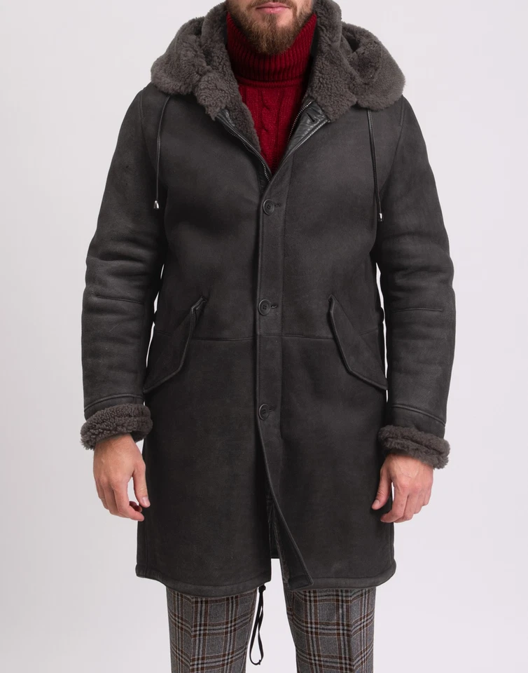 RRP €2350 HERNO Shearling Coat IT50 US40 L Garment Dye Hooded Made in Italy - Image 3 of 4