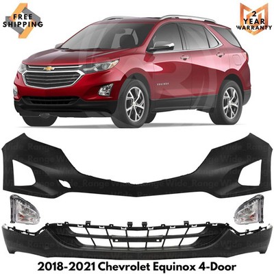 Front Bumper Cover Fascia & Fog Light Kit for 2018-2021 Chevrolet Equinox
