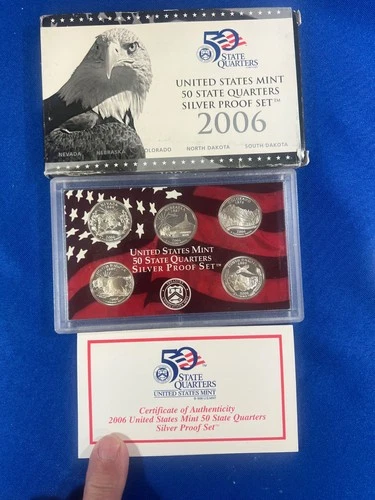 2006-S  US GOV. ISSUED "SILVER" STATE QUARTER 5 COIN PROOF SET - #738