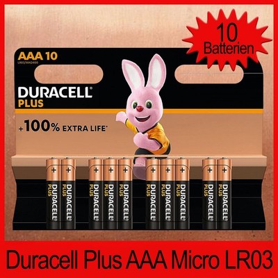 10 x Duracell Plus AAA Micro MN2400 LR3 AM4 Batterien NEU