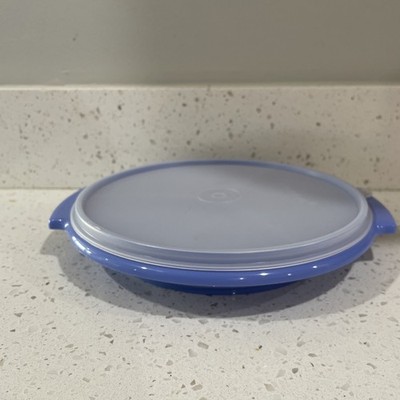 Tupperware 608-4 ( 3 Piece) Blue Round Divided tray With Lid And Handle