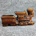 Vintage McCoy Ceramic Train Locomotive Pottery Planter Mini Flower Pot