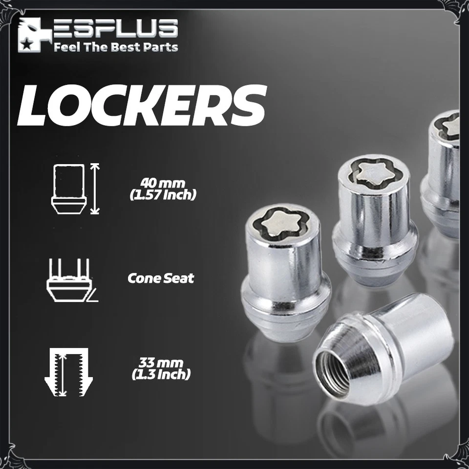 [4] Tuerca de bloqueo de rueda cromada 14x1,5 para rueda de stock Ford Chevy Cadillac Tesla Foto 4 de 4