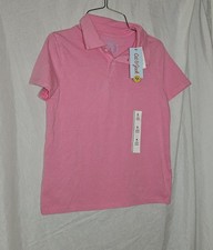 Size M 8 Cat  Jack girls pink short sleeve shirt with button collar. A1 
