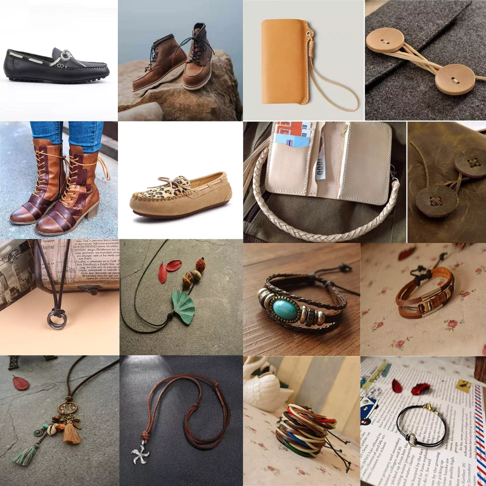 Cordón de cuero genuino plano de 3 mm de 25 pies, paquete de 5 tiras de 8,33 yardas para manualidades Foto 4 de 4