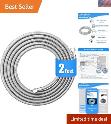 2FT Refrigerator Water Line - Rust-Proof Ice Maker Hose with 200 PSI Capacity