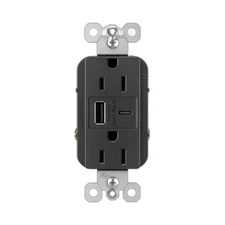 Legrand radiant 15 Amp 125-Volt Duplex Outlet w/6.0 Amp Type A/C USB, Black