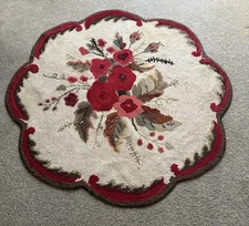 handmade crocheted 46” x 46" rose rug Flowers Floral Accent Rug